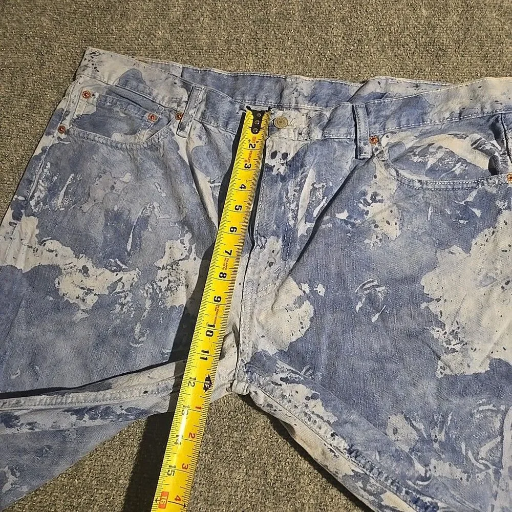 Levis 511 Denim Shorts Mens 40 Blue Bleached Tie-Dye Stretch Cut-Offs